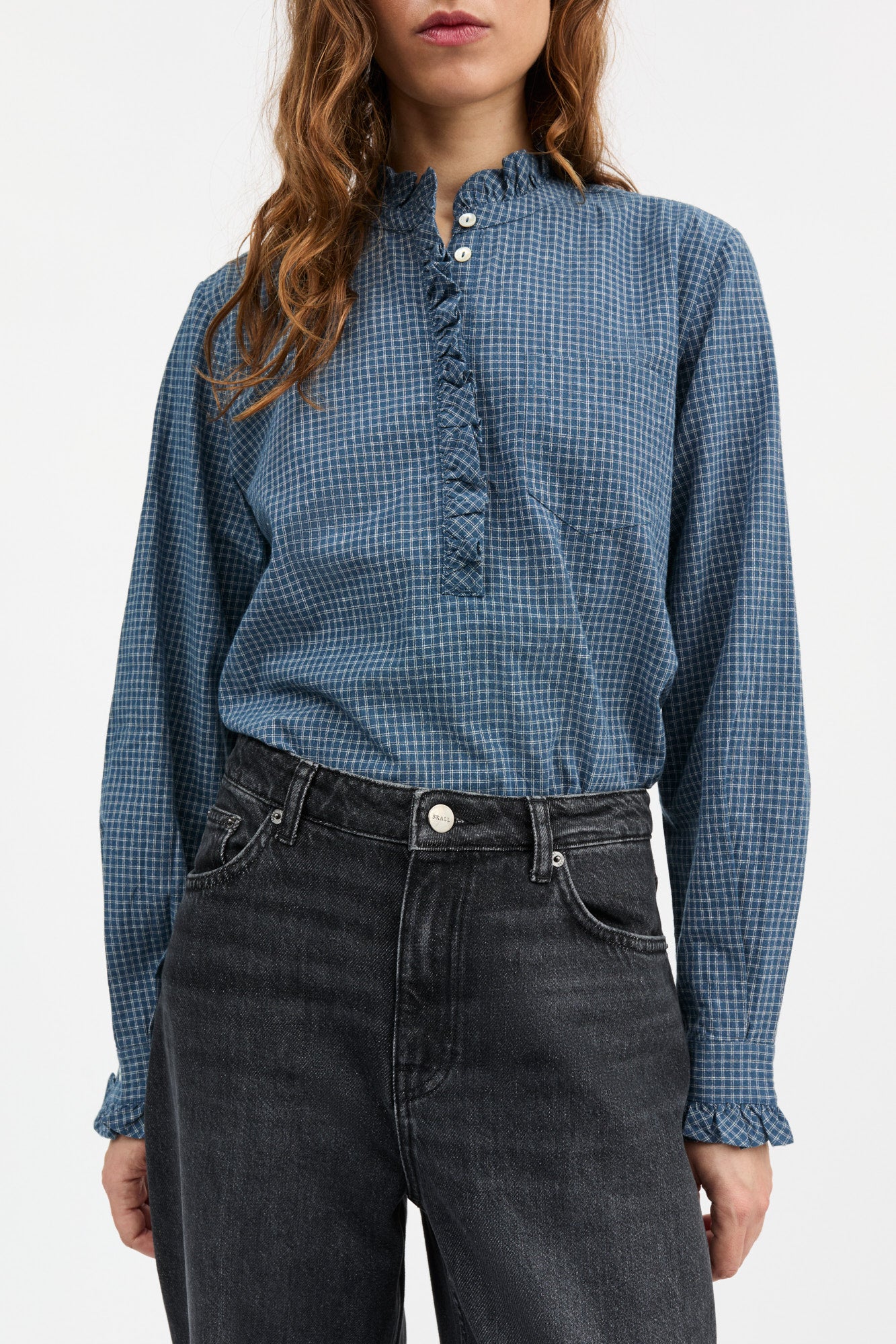 Skall Studio Lune shirt Shirt Blue/Cream mini check